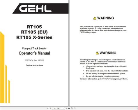 gehl skid steer rt105 price|gehl rt105 operation manual.